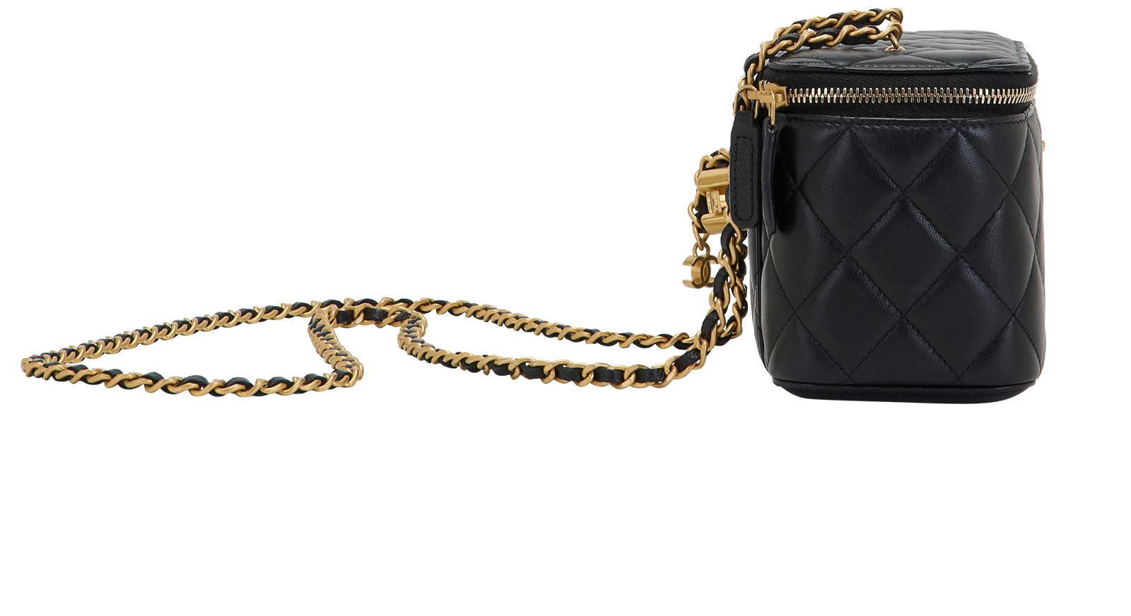 Small Vanity, &pound;2,500, Handbags, Black, Lambskin Leather, Side view